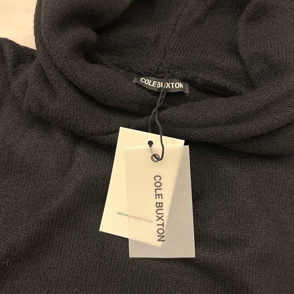 Cole Buxton Black Knit Hoodie with White lettering - Picture 3 of 4